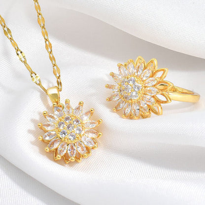 Super Pack Completo Girasol 🌻 Collar, Pulsera y Anillo 🌻 FLORICIENTA