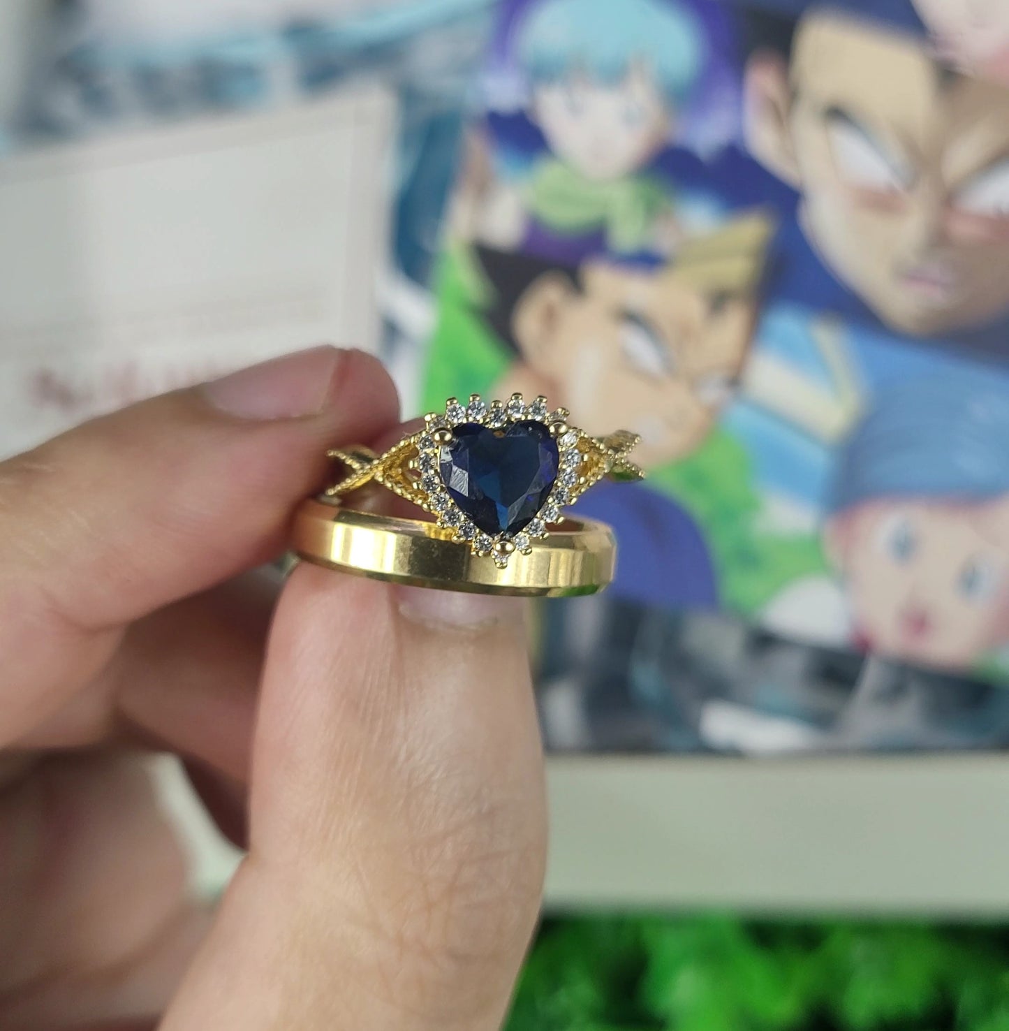 Anillos de PROMESA VEGETA Y BULMA 💍💖 + COLLAR 💞 + RAMO DE FLORES🌸