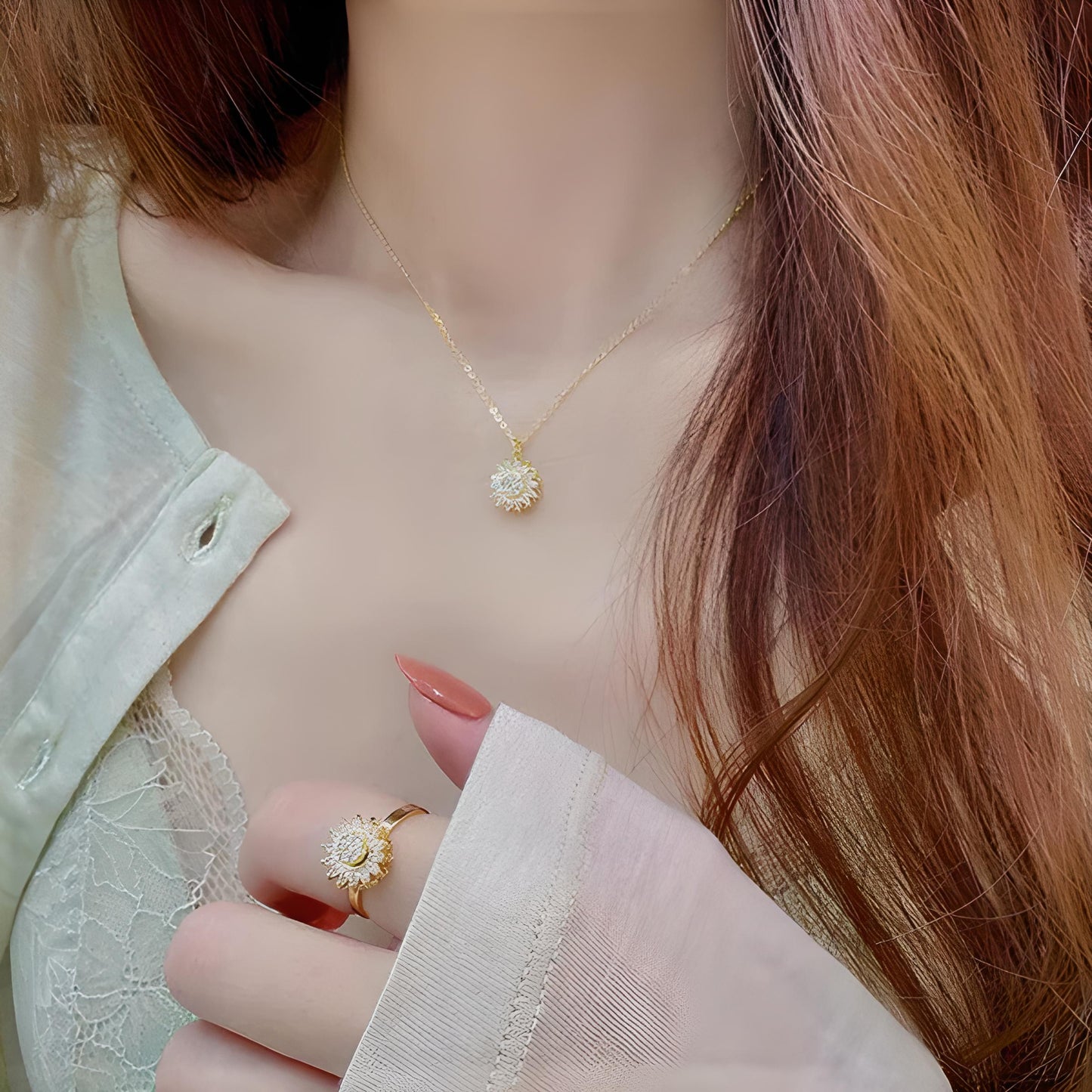 Super Pack Completo Girasol 🌻 Collar, Pulsera y Anillo 🌻 FLORICIENTA